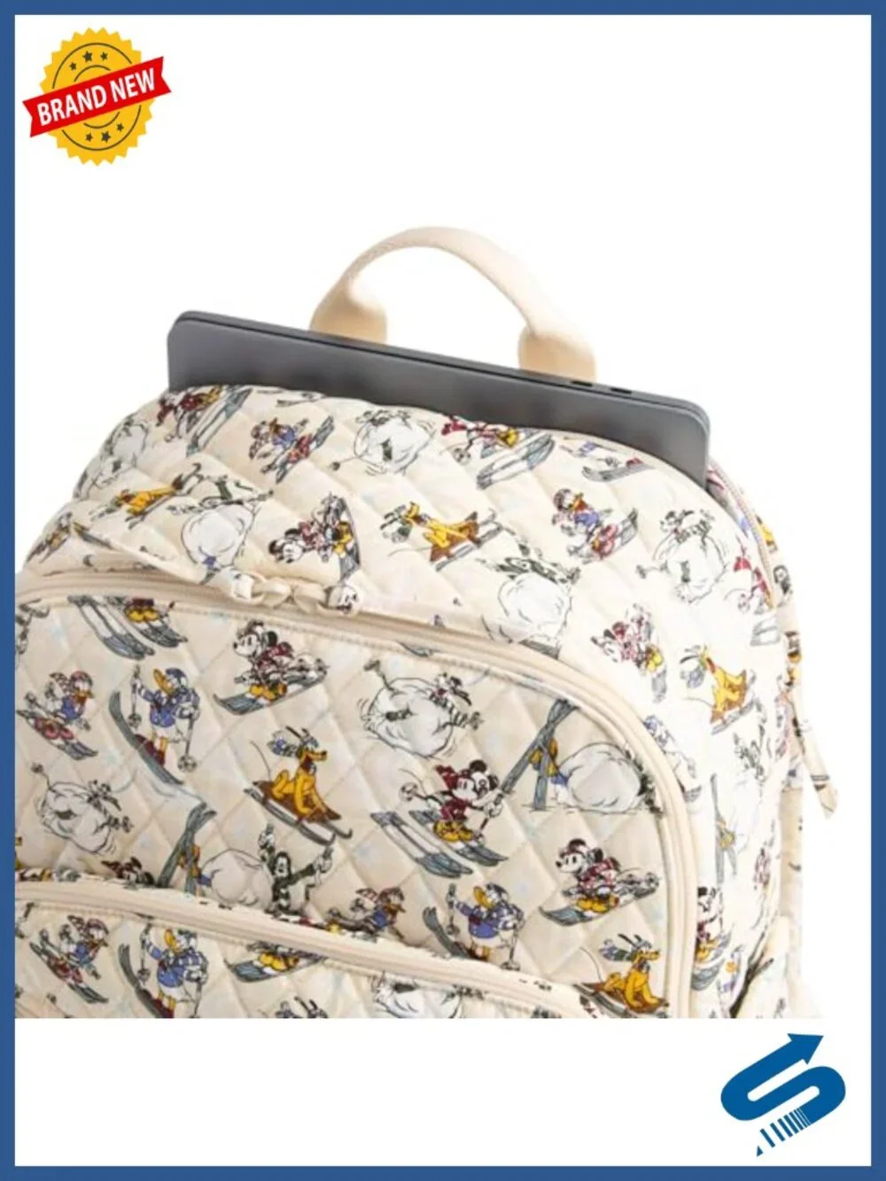 Quilted Cotton Laptop Backpack with Trolley Sleeve for Work & Travel